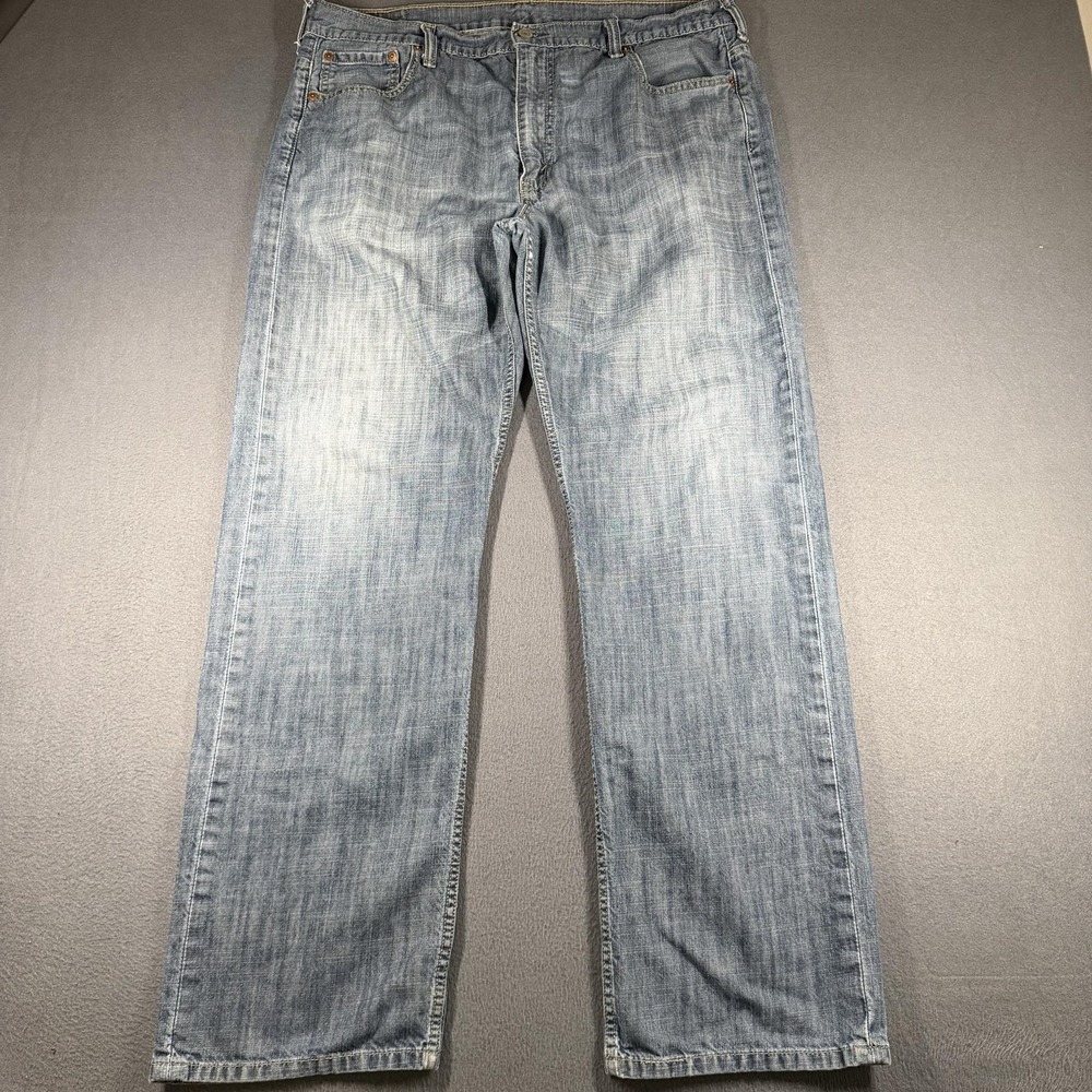 Levis 569 Jeans Mens 36x34 Blue Relaxed Fit Straight Denim Light Wash Faded